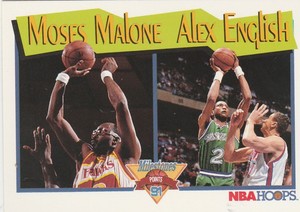 FREE SHIPPING-MINT-1991-92 Hoops #315 ALEX English/MOSES Malone MILESTONES POINT