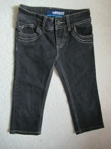 Roxy Girls Surf Faded Black Whte Stitch Capri Jeans Cropped Short Pants 7 - Picture 1 of 11