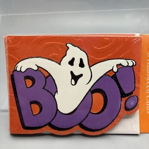 American Greeting Halloween Cards Ghost BOO! 8 Pack NOS Die Cut Raised Design - Picture 1 of 9