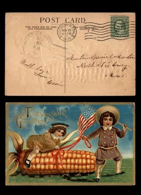 Mayfairstamps EE. UU. 1909 Brooklyn NY a North Tisbury MA Acción de Gracias Niños y Gi Foto 1 de 2