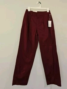 A New Day hoch geschnittene gerade Chinohose mit Bundfalten vorne Größe 16 - burgunderrot - NEU - Bild 1 von 2