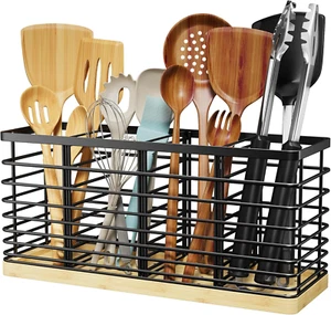 Extra Large Kitchen Utensil Holder 4 Compartments Countertop Kitchen Cooking - Picture 1 of 1