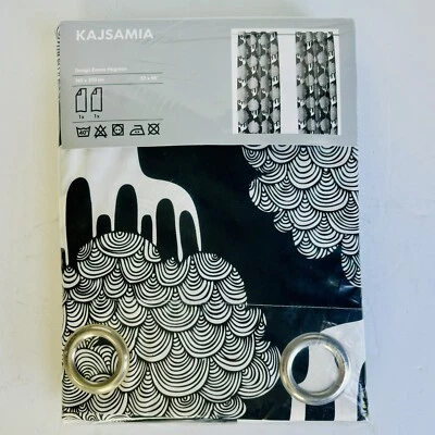 IKEA Kajsamia черный белый дерево пара занавески панели люверсы - Изображение 1 из 4