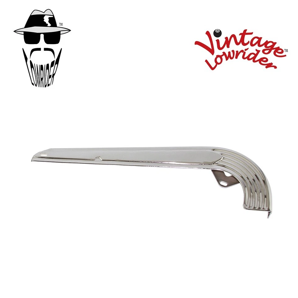 VINTAGE LOWRIDER STEEL BICYCLE CHAIN GUARD W/LINE CHROME FOR 16" BIKES. - Image 1 of 1