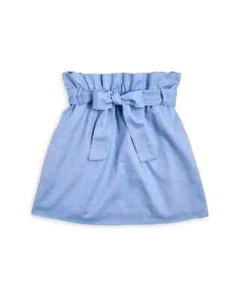 AQUA GIRLS Belted Elastic Waist Paper-bag Skirt Girl's S Chambray Self-Tie Sash+ - Picture 1 of 14