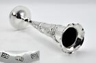 Antique Chinese Export Silver Trumpet Bud Vase Dragon Wang Hing c1890