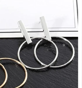 NEW JUESJ Big Round Hoop Stud Earrings Silver - Picture 1 of 1