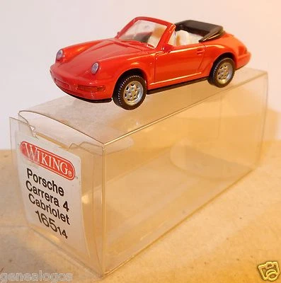 Micro WIKING Ho 1/87 Porsche 911 Carrera 4 Cabrio Rosso IN Box #16514 - Immagine 1 di 3
