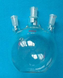 3000ml 24/40 3-Neck Flat Bottom Glass Flask Three Neck Laboratory Boiling Bottle - Picture 1 of 4