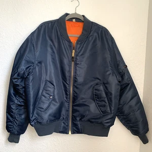 Chaqueta bombardero aviador de piloto de vuelo satinada Rothco MA-1 para hombre XL azul naranja - Imagen 1 de 12