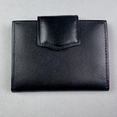 Vintage 1960s SWANK Cowhide Credit Card ID Holder Wallet Black Leather - Image 1 of 4