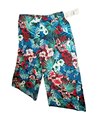 NY Collection Womens Pants High Rise Wide Leg Capri Floral (B69) - Image 1 of 4