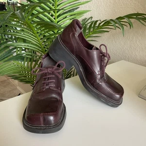 Scarpe donna Y2K 7 Mia punta quadrata tacco grosso scuro accademia anni 90 marrone - Foto 1 di 9