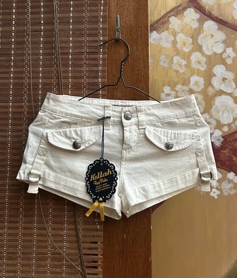 Vintage Y2K Killah by Miss Sixty White Mini Shorts Hotpants Size 26 NEW - Image 1 of 4