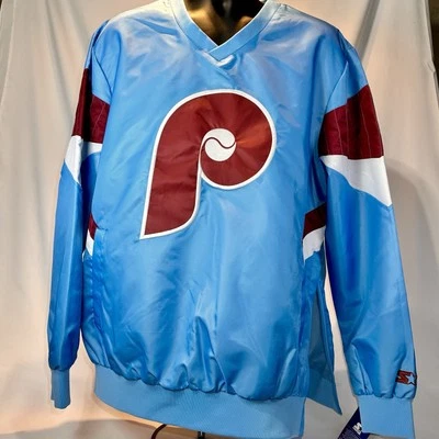 Phillies Retro Powder Blue Starter Pull Over Jacket XL Nylon Polyester Brand New - Image 1 of 4