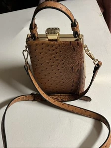 Brown Purse W Faux Diamond Clasp, Hand And Strap NWOT. MINT!! - Picture 1 of 16