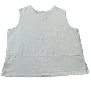 Bryn Walker Womens Top L White Linen Sleeveless Lagenlook Tank Blouse Summer - Picture 1 of 23