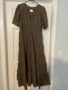 Anthropologie The Katerina Button-Front Dress Women's Size L Brown - Picture 1 of 7