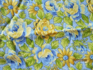 Antiquarian from Moda blue and yellow flowers on pale blue background - Picture 1 of 2