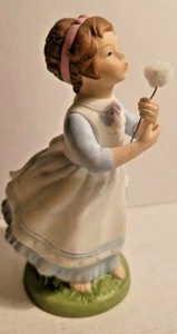 Vintage Girl with Dandelion 'Wishful Thoughts' Porcelain Figurine 5.5'' - Picture 1 of 6