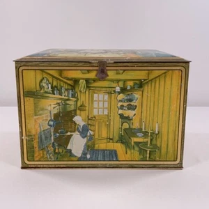 Antique Canco Large Hinged Tin Biscuit Box – 19th Century Global Kitchen Scenes - Picture 1 of 7