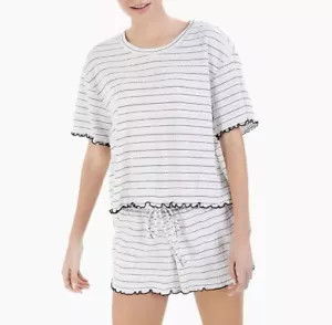 Jenni by Jennifer Moore Womens Lettuce-Edge Pajama Shorts Set Large - Picture 1 of 1