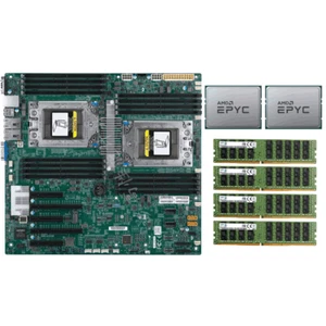 Supermicro H11DSi-NT Motherboard, 2x AMD EPYC 7542 CPU, Up to 3.4GHz , 128GB RAM - Picture 1 of 8
