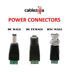LOTE Adaptador de Corriente DC Macho/Hembra, Enchufe BNC Macho, 2.1 x 5.5mm, Video Balun CCTV - Imagen 1 de 16