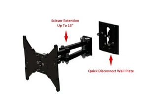 TV Wall Mount Up to 42" Removable-Disconnect Arm Scissor, Pan, Lock RV, Home -3 - Picture 1 of 4