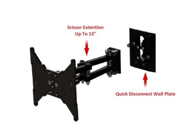 TV Wall Mount Up to 42" Removable-Disconnect Arm Scissor, Pan, Lock RV, Home -3 - Image 1 of 4