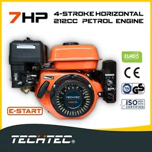 7HP Electric Start Stationary Petrol Engine OHV 4-Stroke Horizontal Shaft Motor - Picture 1 of 7