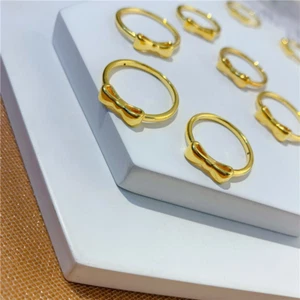 1pcs Pure 999 24K Yellow Gold Lucky Bowknot Rings Women Band US 4-10 0.5-0.7g - Picture 1 of 15
