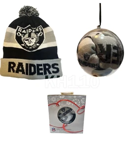 NFL Las Vegas Raiders Clear Ball Ornament with Knit Beanie inside - Picture 1 of 7