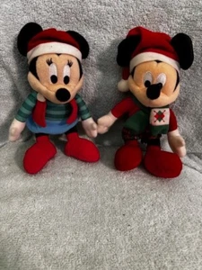 disney beanie babies Mickey and Minnie at Christmas - Picture 1 of 1