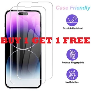 Tempered Glass Screen Protector For iPhone 15 14 13 12 11 Pro Mini XR X Max 7 8 - Picture 1 of 15