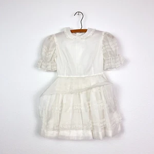 Vintage 50s 60s Tiny Town Togs White Easter Lace Sheer Girls Dress 4/5 - Picture 1 of 9