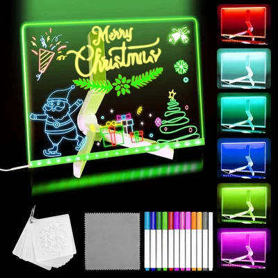 YUYIUS Lumiboard LED Drawing Board, Light up Acrylic Dry Erase Board with 7 Colors, LED