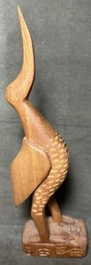 Vintage MCM Wood Hand Carved Heron 11.5” Tall - Picture 1 of 19