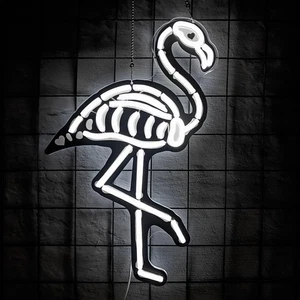 Skeleton Flamingo Neon Sign Dimmable Neon Halloween Sign Day Of The Dead Led ... - Bild 1 von 7