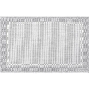 2x3 Gray Solid Flat Plain Simple Bordered ECO1204 - Aprx 2' x 2' 11" - Picture 1 of 2