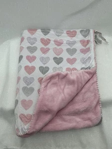 Just Born White Pink Heart Baby Blanket Infant Girls Purple Gray Lovey Hearts U1 - Picture 1 of 14