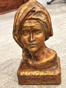 CD 1970 MEDIADOS DE SIGLO MODERNO 14" BRONCE TIZA ESCULTURA CAMPESINA DAMA BUSTO USADO EN EXCELENTE ESTADO - Imagen 1 de 11