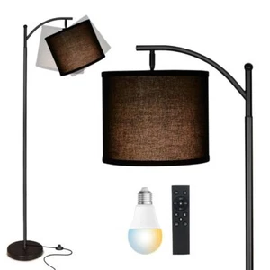 LED Floor Lamps for Living Room, 12W Modern Arc Floor Lamp with 12W+Black Shade - Picture 1 of 6