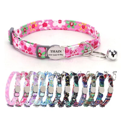 NEW Cat kitten Collar Personalised with Bell Custom Engraved with Name and Phone - image 1 of 4