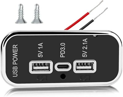 3 Puertos 12V Salida USB Doble Puerto USB A 3.1A Puerto C PD QC 3.0 Súper Rápido Foto 1 de 4