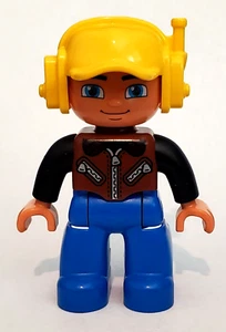 Lego Duplo 2.5" Pilot Minifigure with Brown Shirt & Blue Pants - Picture 1 of 2