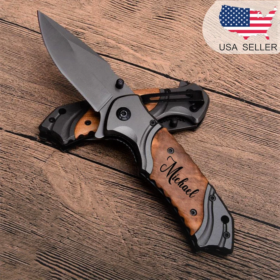 BLACKNIFE Personalized Engraved Pocket Knife Tactical Folding – Gift for Men, Groomsmen