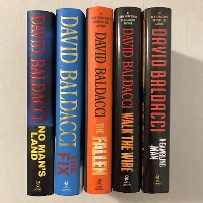Lot 5 David Baldacci Hardcovers Gambling Man Walk Wire Fallen Fix No Man's Land Foto 1 de 4