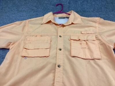 Rugged Earth Fishing Shirt Mens Medium orange Vented hiking outdoor short sleeve - Image 1 of 4
