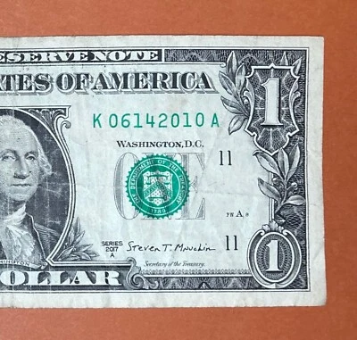 June 14, 2010 (K 06142010 A) Birthday Note $1 One Dollar Bill - Image 1 of 3